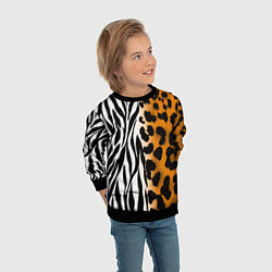 Свитшот детский Леопардовые пятна с полосками зебры, цвет: 3D-черный — фото 2