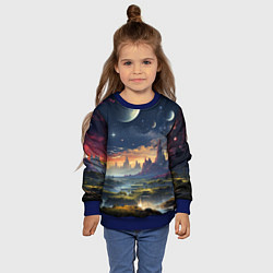 Свитшот детский Космический фантазийный мир на другой планете, цвет: 3D-синий — фото 2