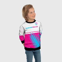 Свитшот детский Manchester City neon gradient style посередине, цвет: 3D-черный — фото 2