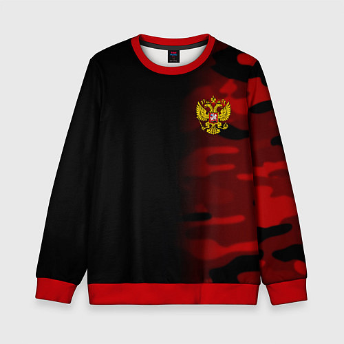 Детский свитшот Герб РФ камуфляжная тексткура / 3D-Красный – фото 1
