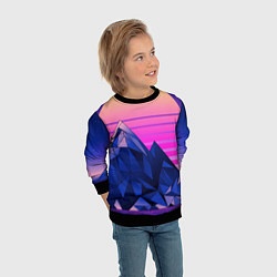 Свитшот детский Vaporwave неоновые горы, цвет: 3D-черный — фото 2