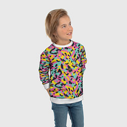 Свитшот детский Пиксельный камуфляжный паттерн в неоновых цветах, цвет: 3D-белый — фото 2