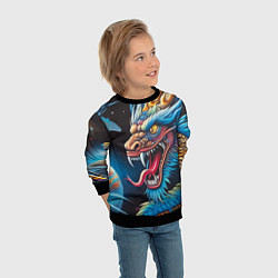 Свитшот детский Фантастический космический дракон - нейросеть, цвет: 3D-черный — фото 2