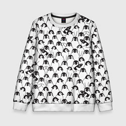 Свитшот детский Узор с пингвинами, цвет: 3D-белый