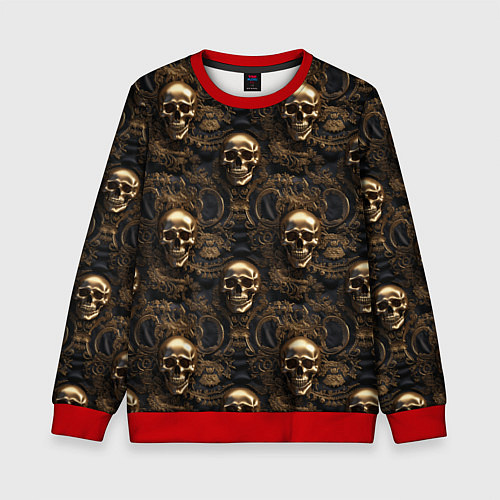 Детский свитшот Черепа и узоры лакшери / 3D-Красный – фото 1