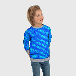 Свитшот детский Яркий голубой абстрактный полосатый, цвет: 3D-меланж — фото 2