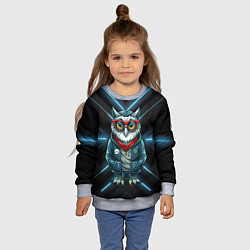Свитшот детский Сова в стильной одежде модница, цвет: 3D-меланж — фото 2