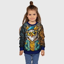 Свитшот детский Модная сова и стальной фон, цвет: 3D-синий — фото 2