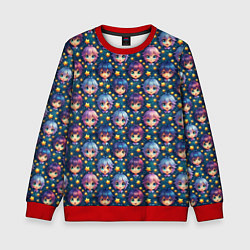 Свитшот детский Аниме персонажи паттерн, цвет: 3D-красный