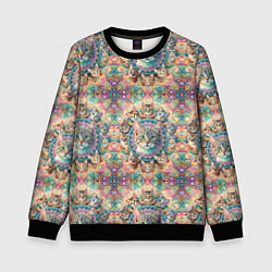 Детский свитшот Узор из котов и мандалы