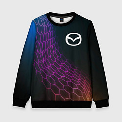 Свитшот детский Mazda neon hexagon, цвет: 3D-черный