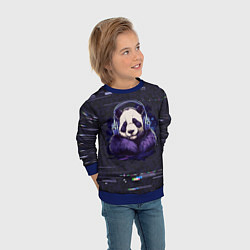 Свитшот детский Панда в наушниках слушает музыку, цвет: 3D-синий — фото 2