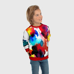 Свитшот детский Абстрактная акварельная композиция, цвет: 3D-красный — фото 2