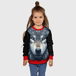 Свитшот детский Морда волка - взгляд, цвет: 3D-красный — фото 2