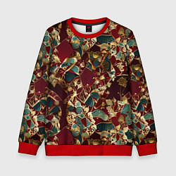 Свитшот детский Витражный узор на рубиновом фоне, цвет: 3D-красный
