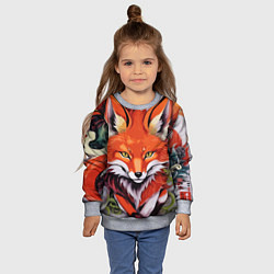 Свитшот детский Лиса Кицунэ в японском стиле, цвет: 3D-меланж — фото 2