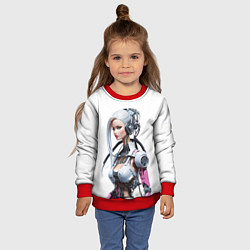 Свитшот детский Cyber warrior Barbie - ai art fantasy, цвет: 3D-красный — фото 2