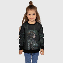 Свитшот детский Девушка-киборг в защитной броне, цвет: 3D-черный — фото 2