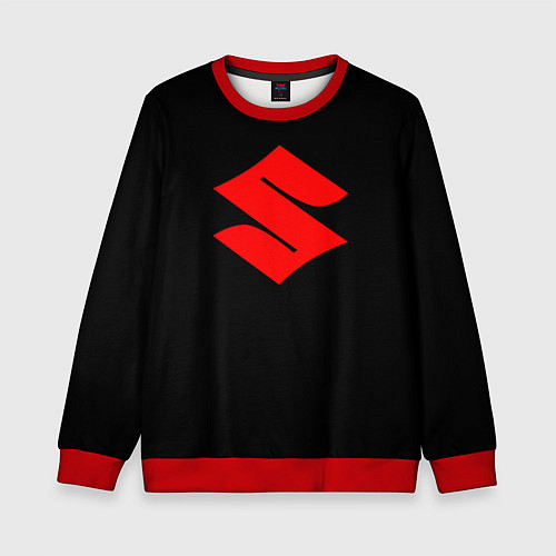 Детский свитшот Suzuki red logo / 3D-Красный – фото 1