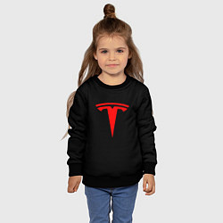 Свитшот детский Tesla red logo, цвет: 3D-черный — фото 2