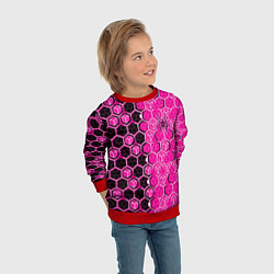 Свитшот детский Техно-киберпанк шестиугольники розовый и чёрный с, цвет: 3D-красный — фото 2