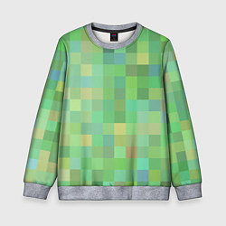 Свитшот детский Пиксели в зеленом, цвет: 3D-меланж