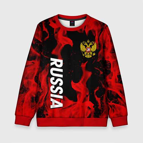 Детский свитшот Россия герб в огне / 3D-Красный – фото 1