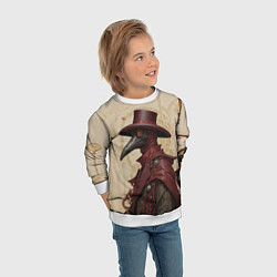 Свитшот детский Чумной доктор в бардовых одеяниях, цвет: 3D-белый — фото 2