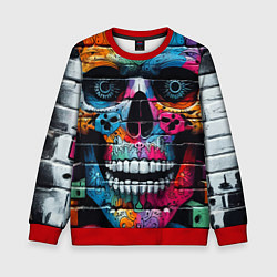 Свитшот детский Crazy color skull - graffiti, цвет: 3D-красный