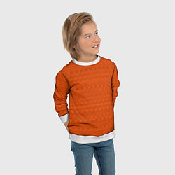 Свитшот детский Однотонный тёмно-оранжевый полосатый узор, цвет: 3D-белый — фото 2