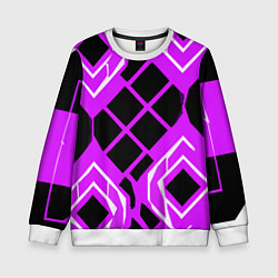 Детский свитшот Чёрные квадраты и белые полосы на фиолетовом фоне