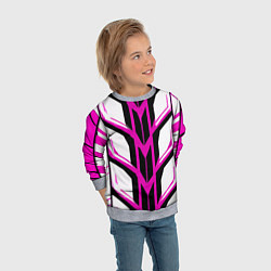 Свитшот детский Чёрно-розовые полосы на белом фоне, цвет: 3D-меланж — фото 2