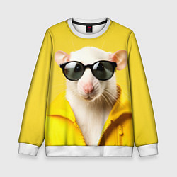 Свитшот детский Ля какая модная крыса на желтом, цвет: 3D-белый