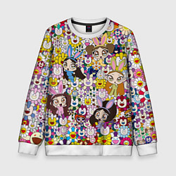 Свитшот детский Right now NewJeans and Takashi Murakami, цвет: 3D-белый
