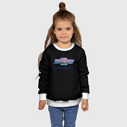 Свитшот детский Chevrolet logo neon, цвет: 3D-белый — фото 2