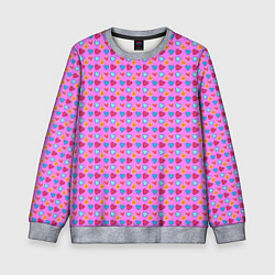 Свитшот детский Розовый паттерн с разноцветными сердечками, цвет: 3D-меланж