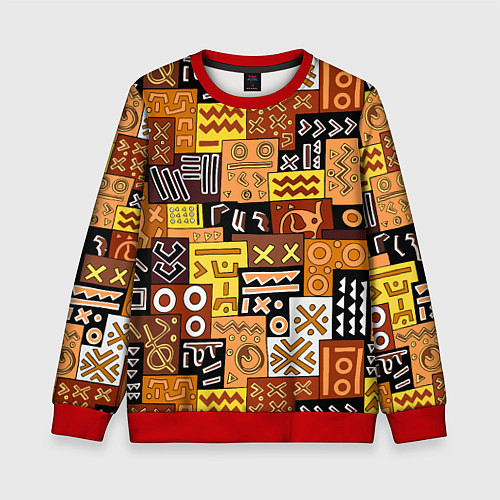 Детский свитшот Африканские этнический коллаж / 3D-Красный – фото 1