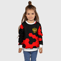 Свитшот детский Герб РФ спортивный стиль соты, цвет: 3D-белый — фото 2