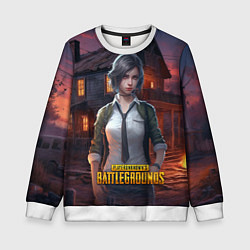 Свитшот детский PUBG девушка в игре, цвет: 3D-белый