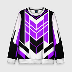 Свитшот детский Purple and black stripes on a white background, цвет: 3D-белый