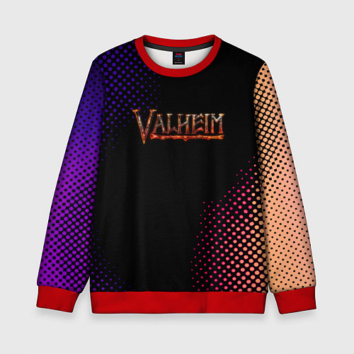 Детский свитшот Valheim logo pattern / 3D-Красный – фото 1