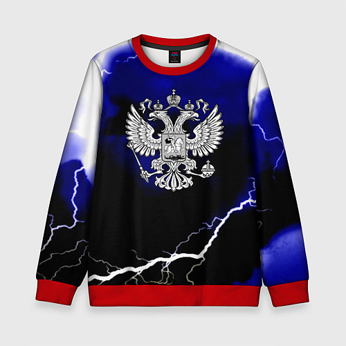 Детский свитшот Россия шторм и молнии / 3D-Красный – фото 1