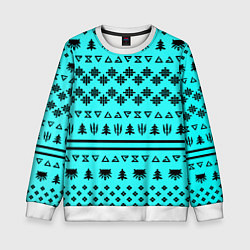 Свитшот детский Ведьмак зимний паттерн, цвет: 3D-белый