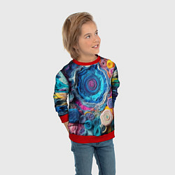 Свитшот детский Вязаные цветы - пэчворк, цвет: 3D-красный — фото 2