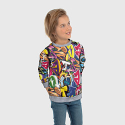 Свитшот детский Буква т в граффити, цвет: 3D-меланж — фото 2