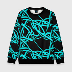 Свитшот детский Ярко голубые линии, цвет: 3D-черный