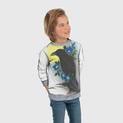 Свитшот детский Чёрный ворон на ветке, цвет: 3D-меланж — фото 2