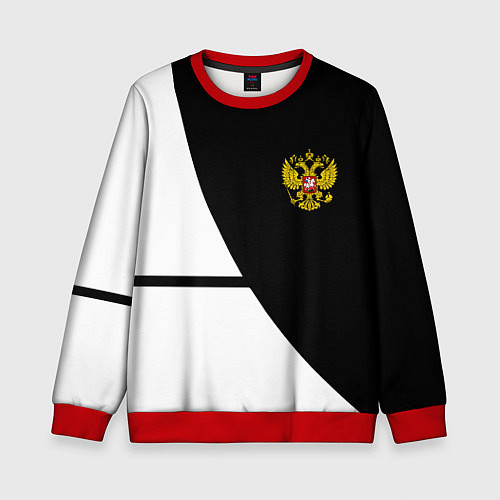 Детский свитшот Герб РФ текстура спорт / 3D-Красный – фото 1