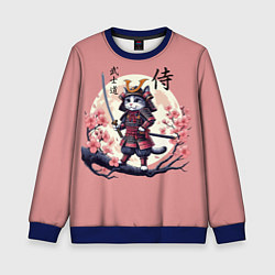 Свитшот детский Kitten samurai - bushido ai art, цвет: 3D-синий