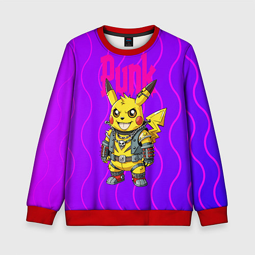 Детский свитшот Пикачу панк в розовом стиле / 3D-Красный – фото 1